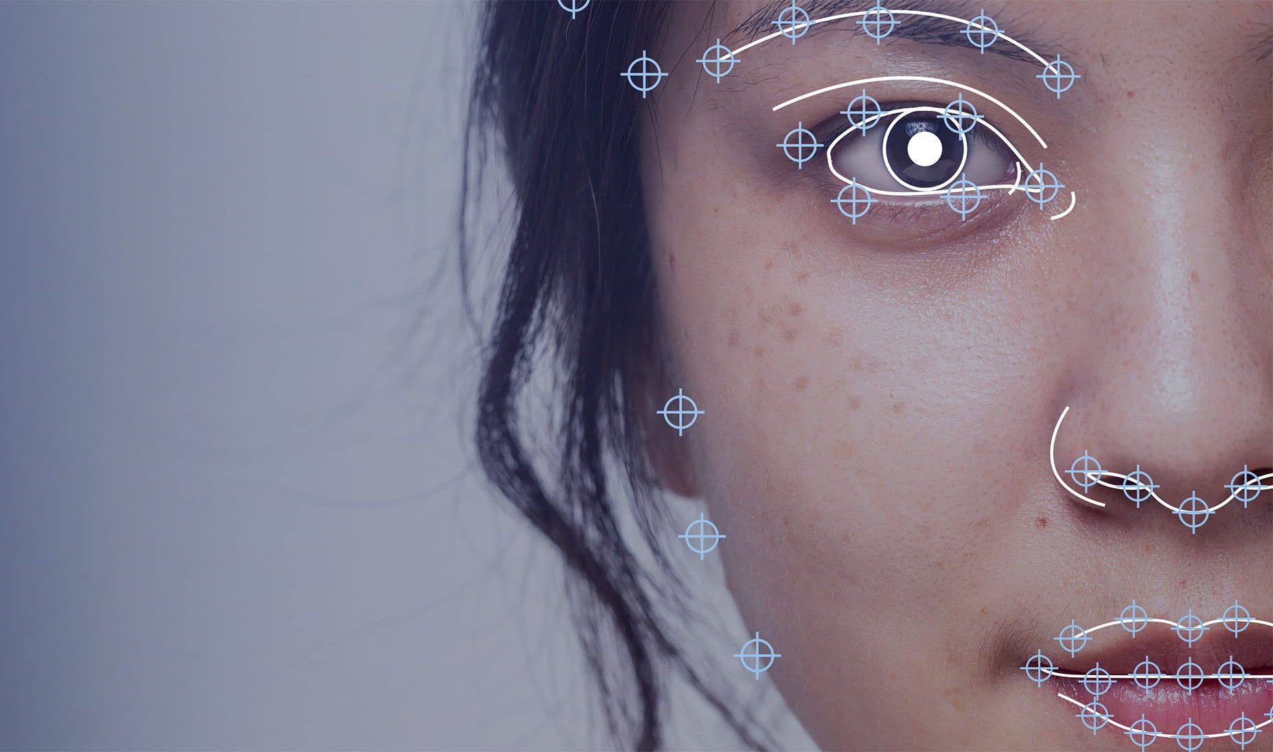 Woman's face with eye markers