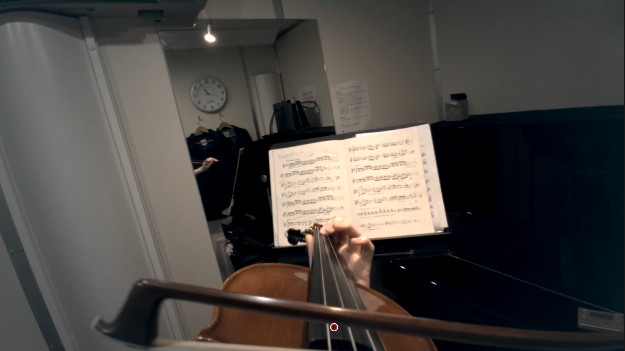 The gaze of a beginner violinist playing the violin