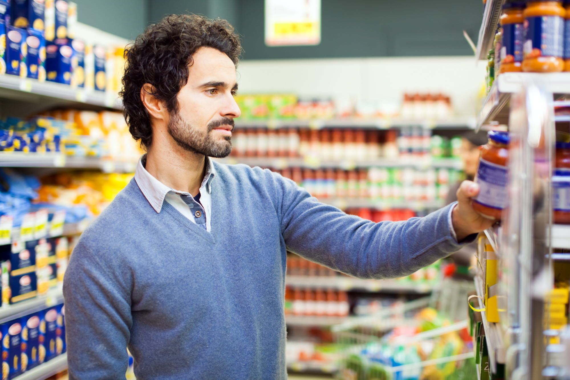 Man shopping in a grocery store