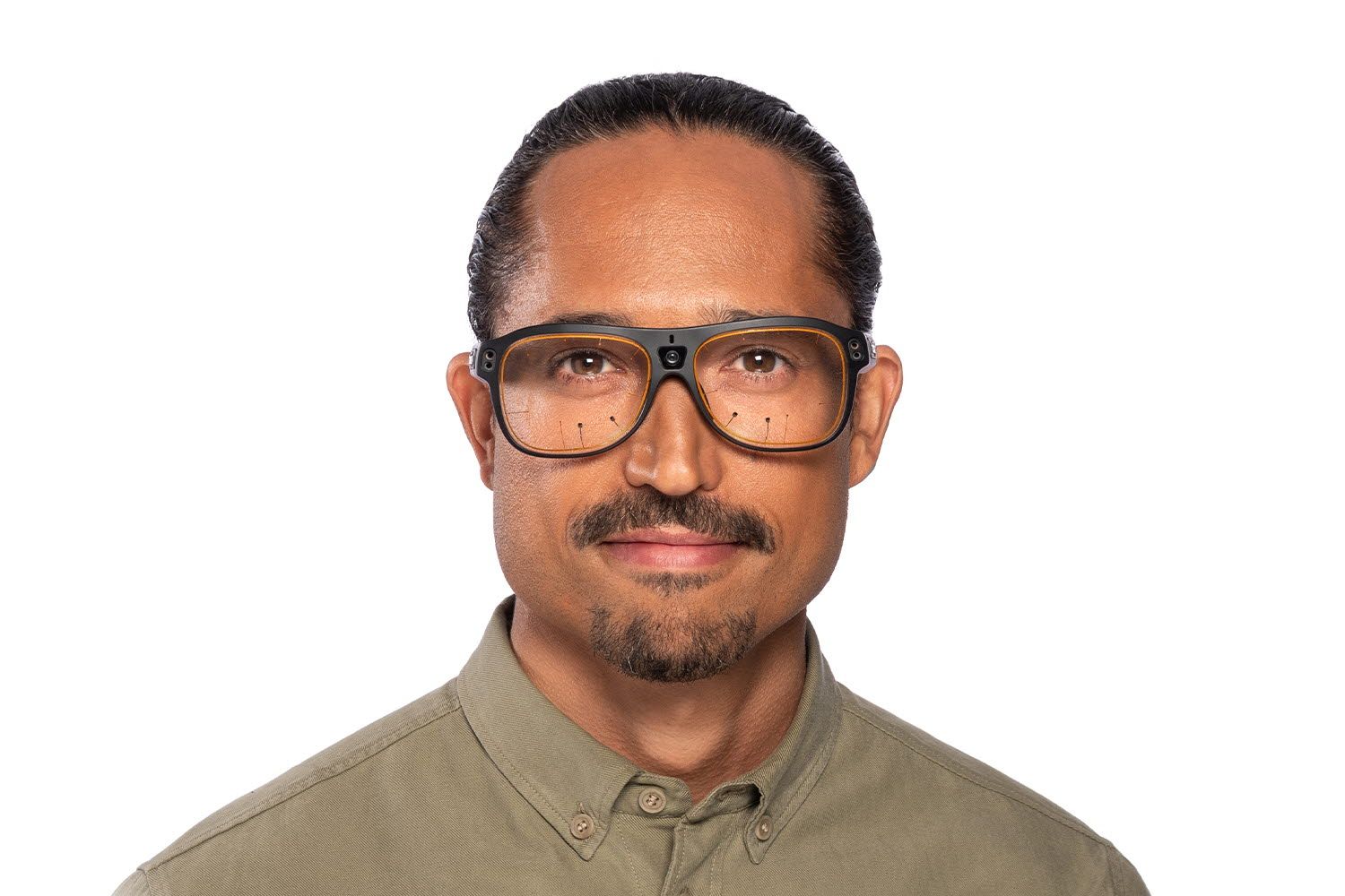 Man wearing Tobii Pro Glasses 3 wearable eye trackers