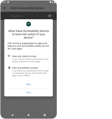 Tobii attention panel - gaze accessibility service