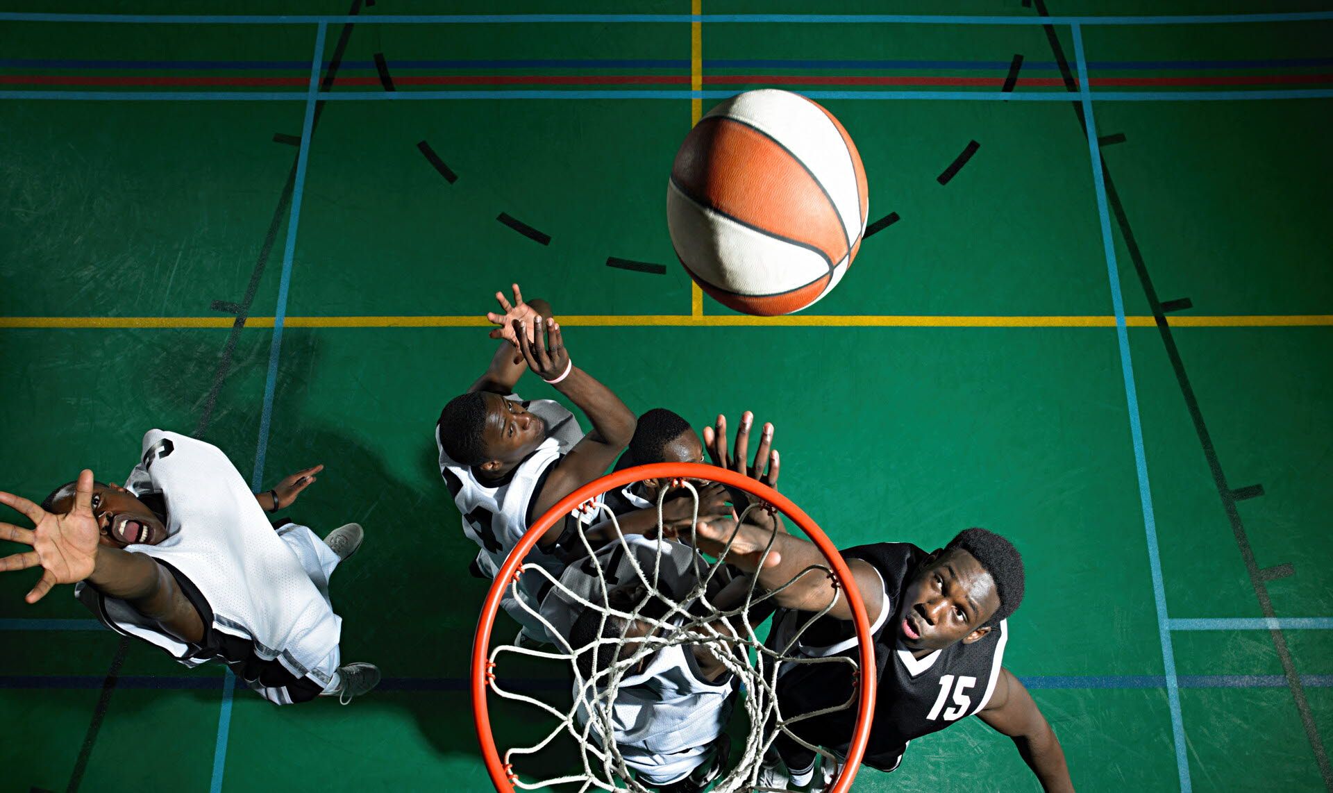 Playing basketball