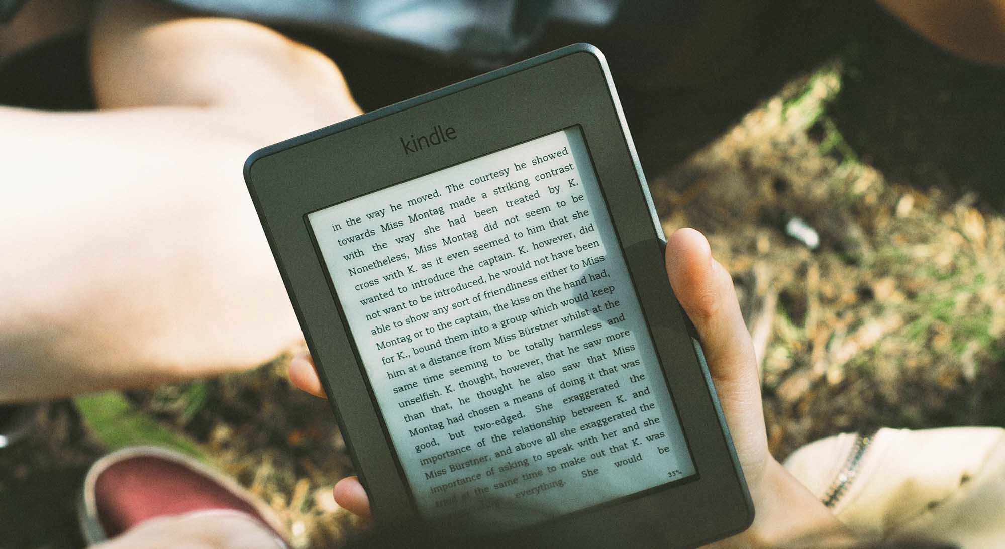 Person reading on an e-reader