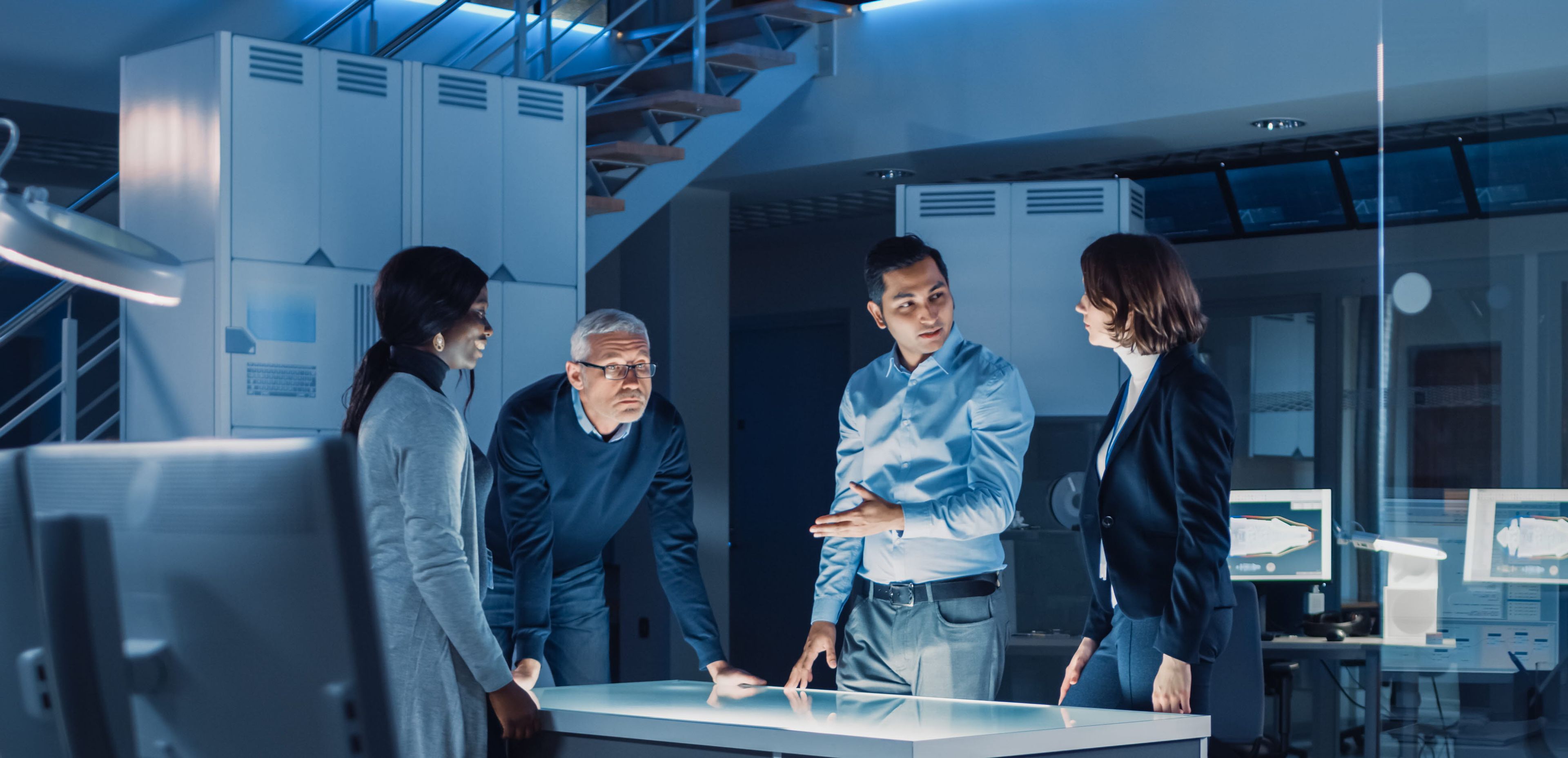 A group of people working together