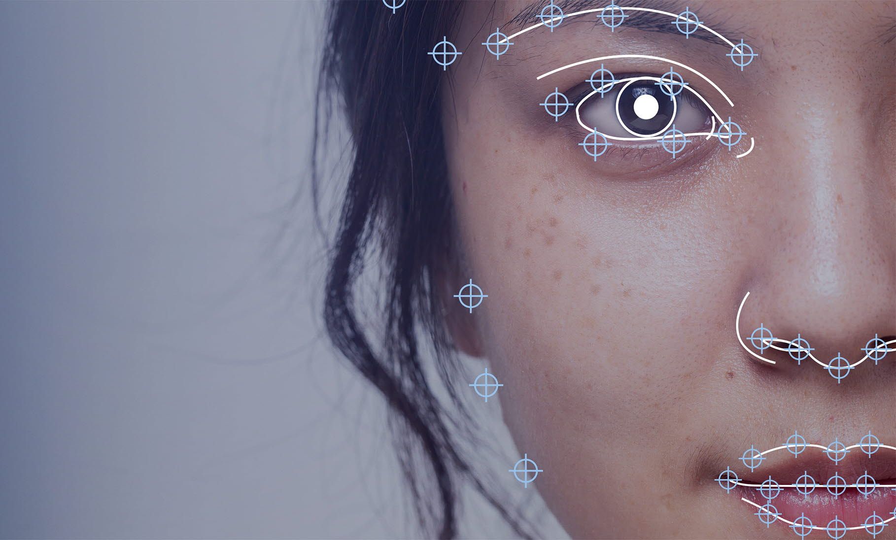 Woman's face with eye markers