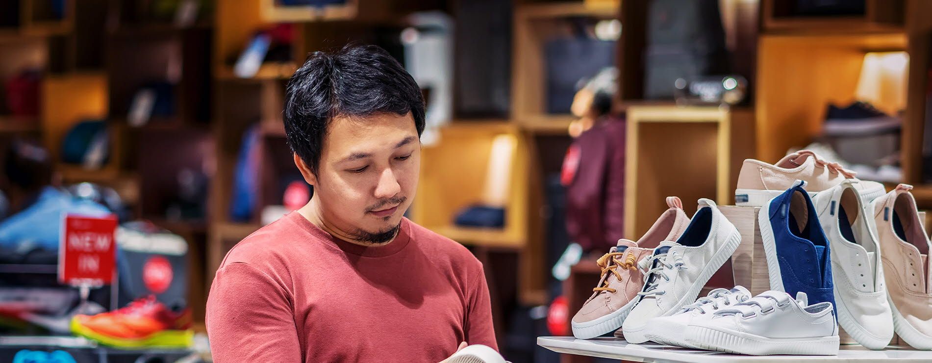 Person looking at shoes in a store