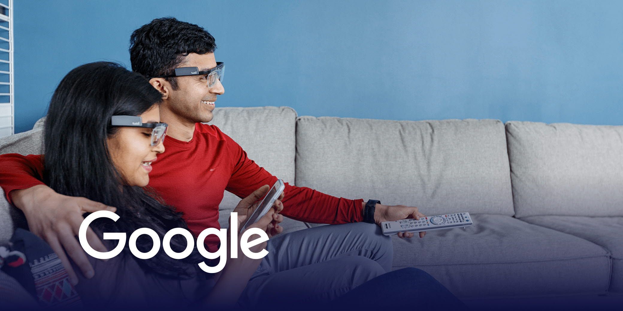 Man and woman wearing eye trackers