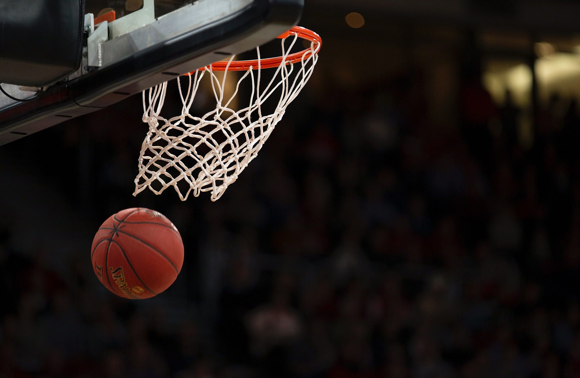 Basketball going through the hoop