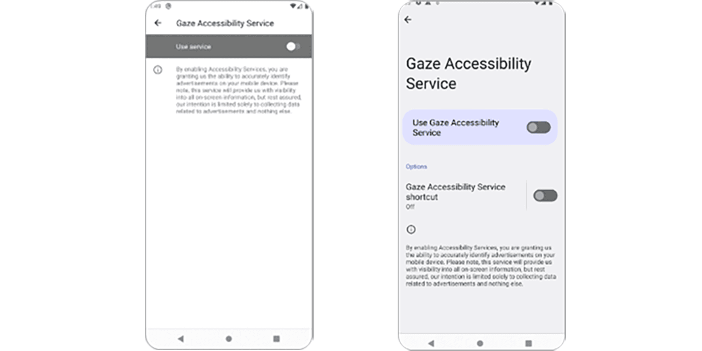 Tobii attention panel - gaze accessibility service