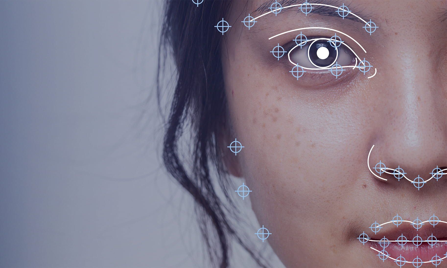 Woman's face with eye markers
