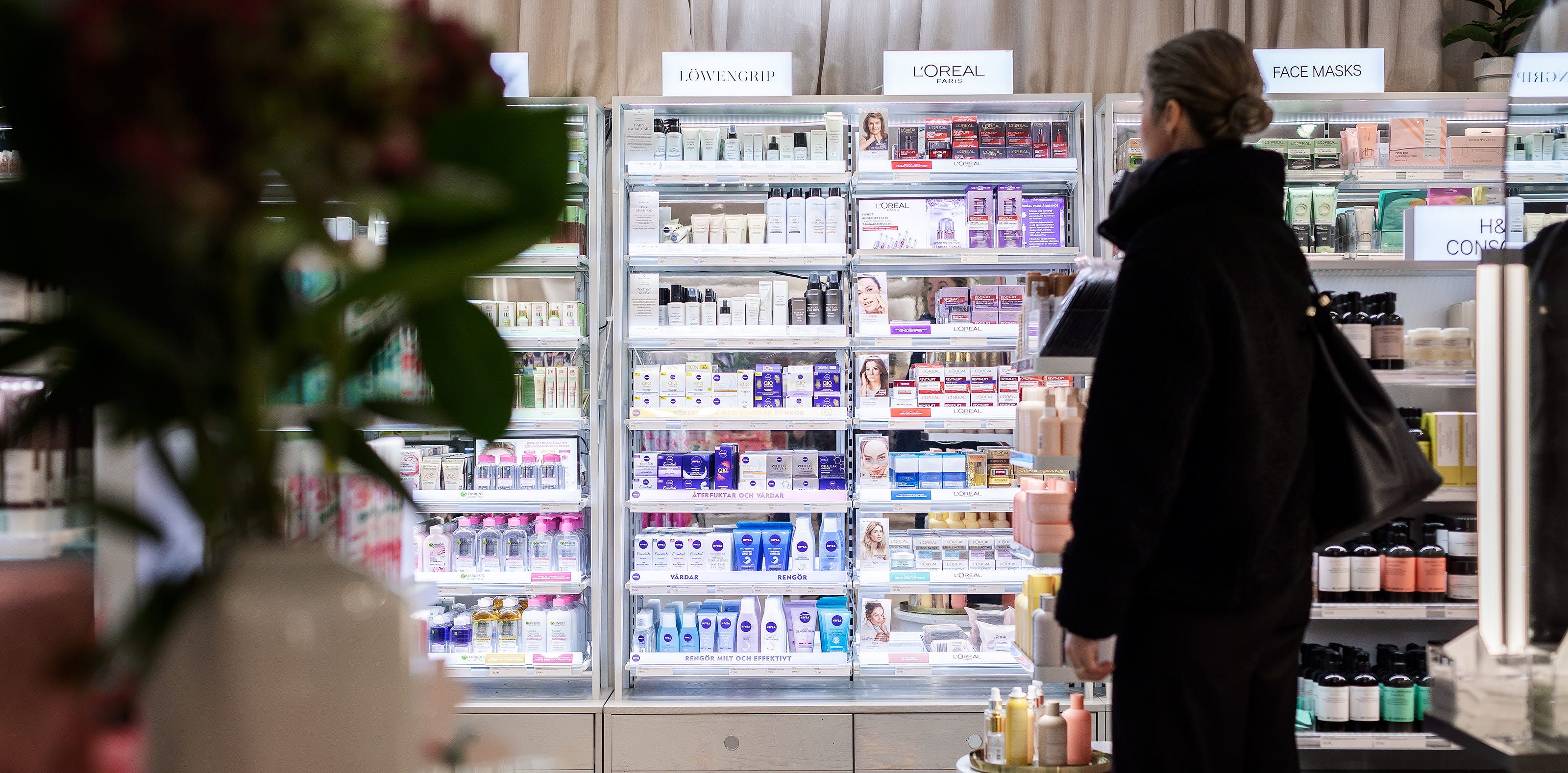 Woman in a store looking at products