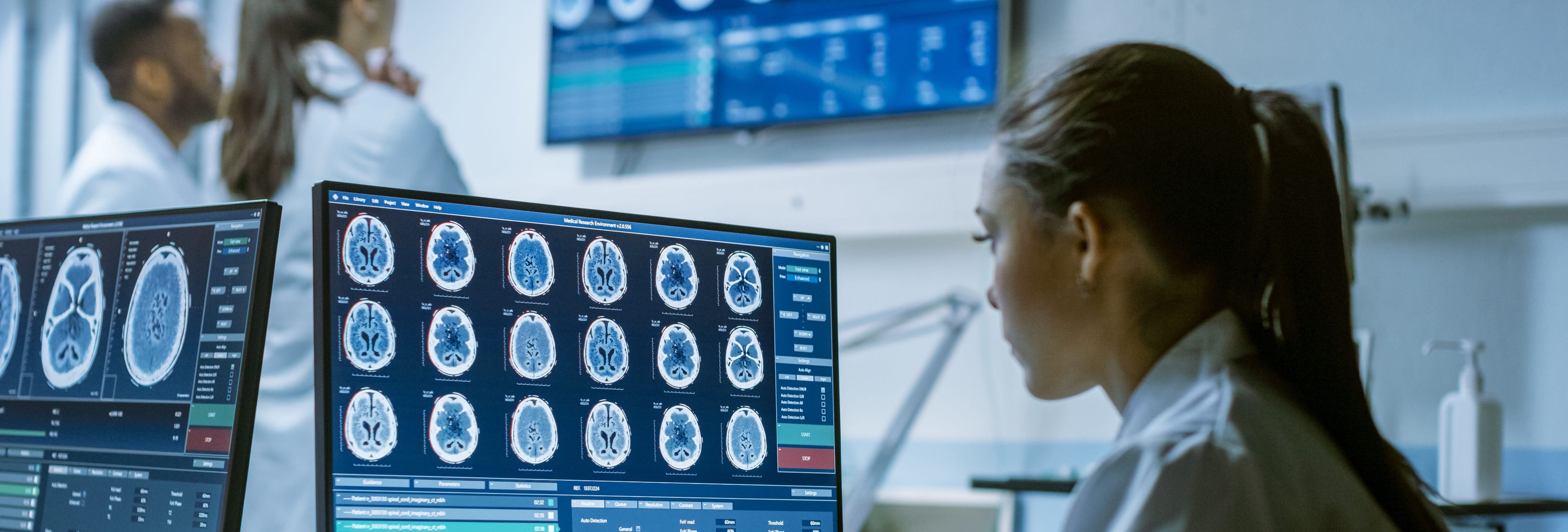 Woman looking at catscans