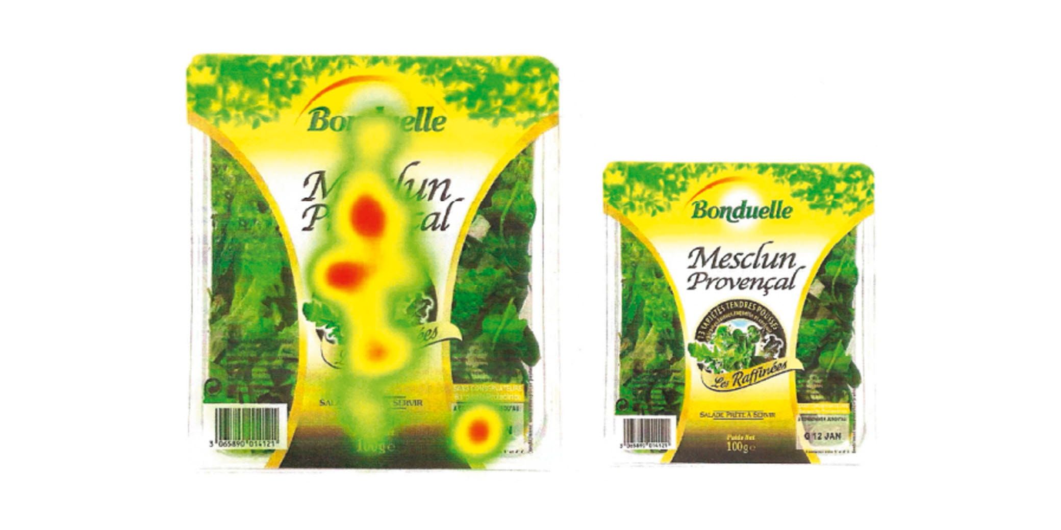 A heatmap showing of how respondents looked at the new package design.