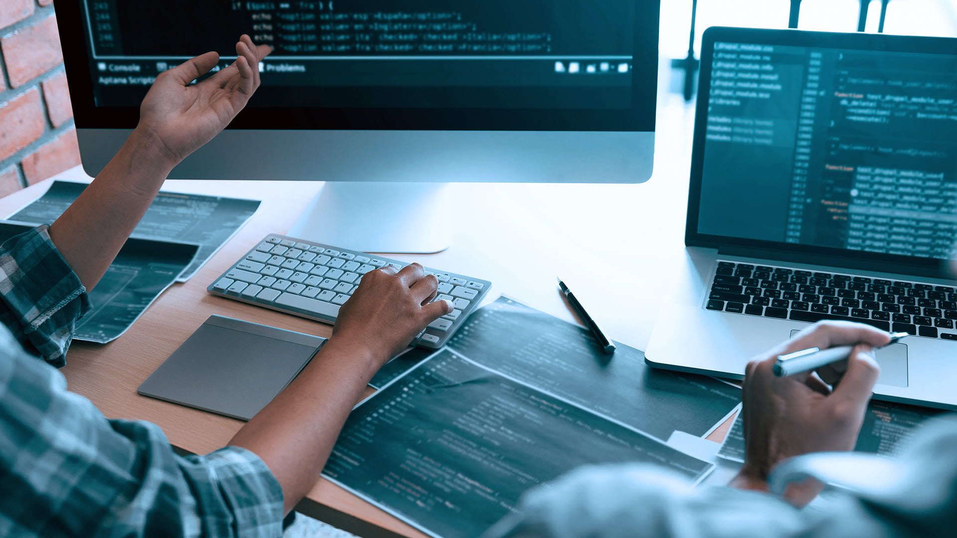 people working at a computer