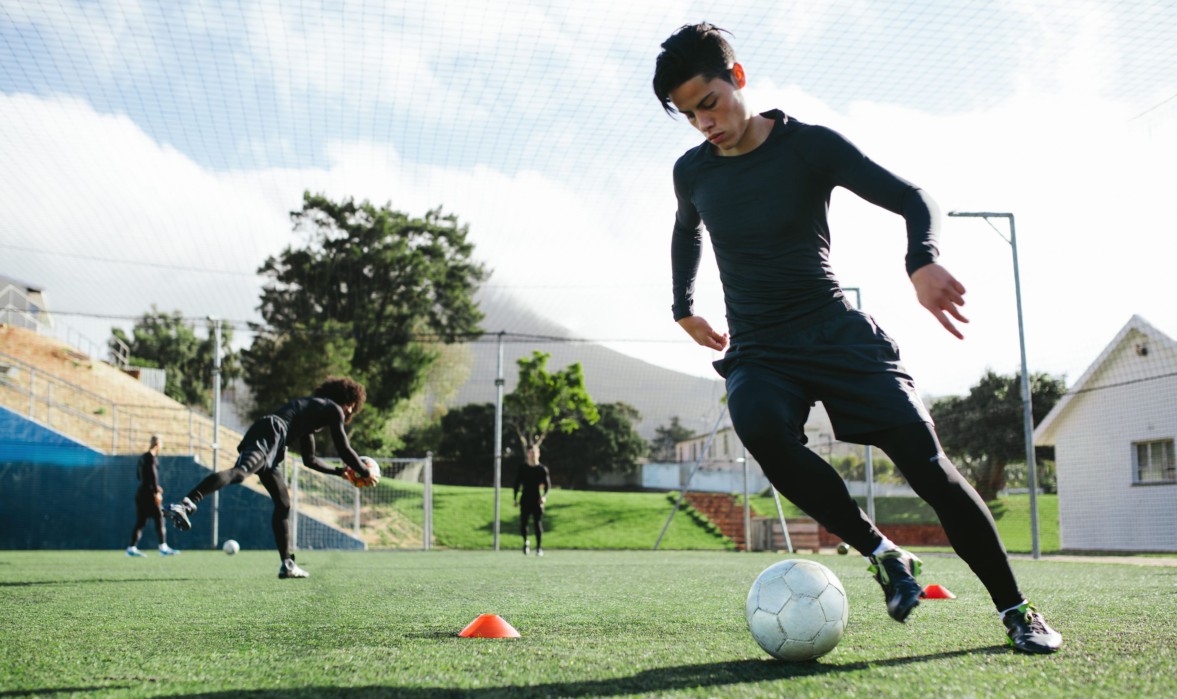 Playing football