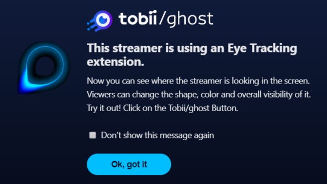 Tobii Ghost bubble message