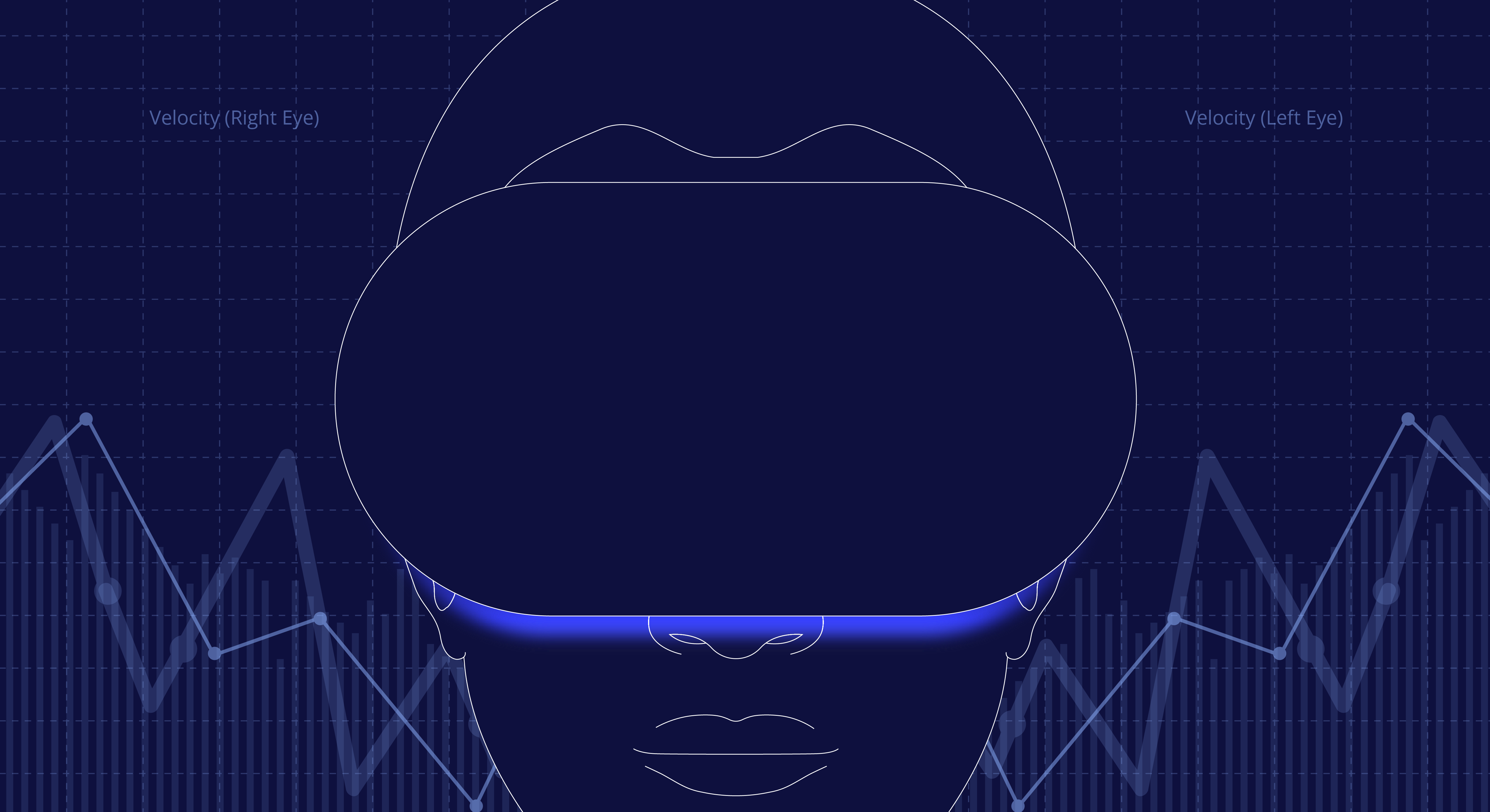 Person wearing XR device with a data overlay